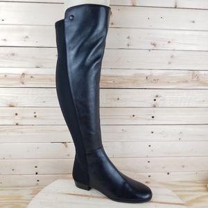 Vince Camuto Womens Karita Over The Knee Black Leather Pull-on Boot Side Zip NEW